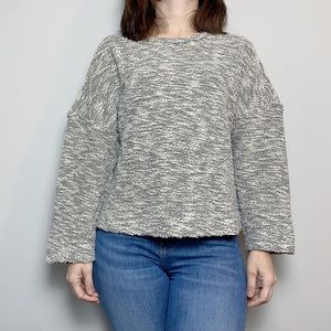 L’agence Reversed Seam Marled Gray Knit Boxy Sweater
